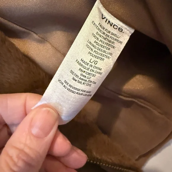 Vince Faux Fur zip moto jacket size Large - Picture 12 of 12